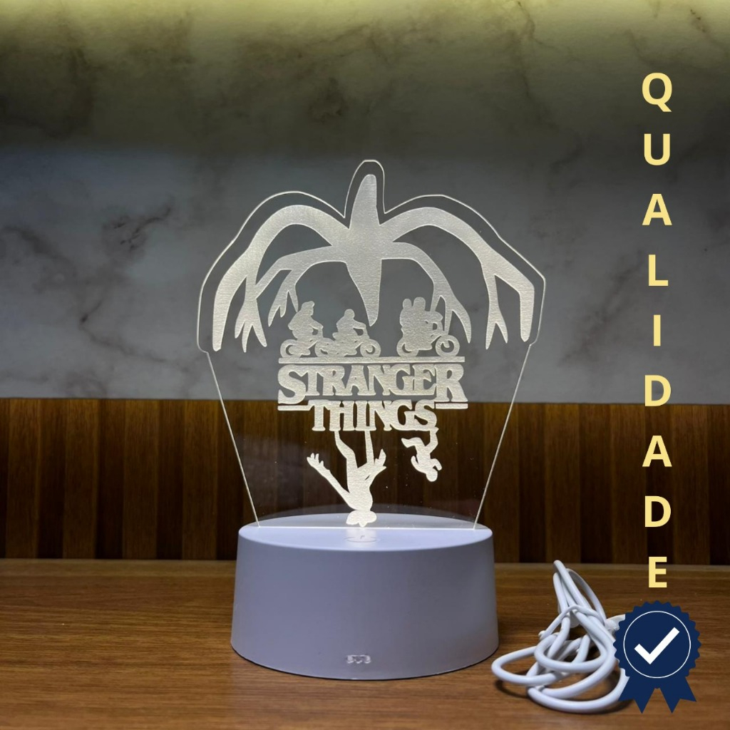 👾 Luminária 3D Stranger Things – Alta Qualidade 💡 USB Incl