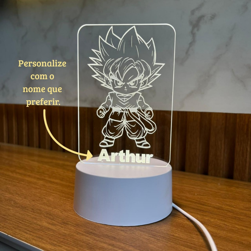 🔥 Luminária Infantil Guerreiro Inspirada em Anime – LED USB