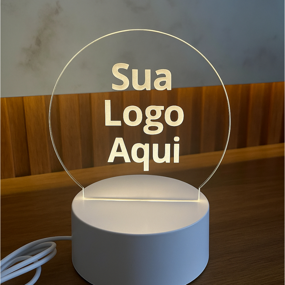Abajur Personalizado em Acrílico | Luminária LED com Sua Log