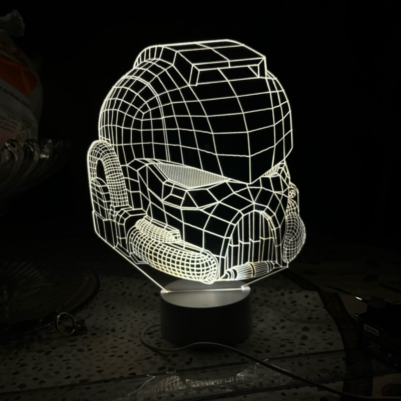 Grande luminária 3D Star Wars em Acrílico – Capacete, R2-D2 