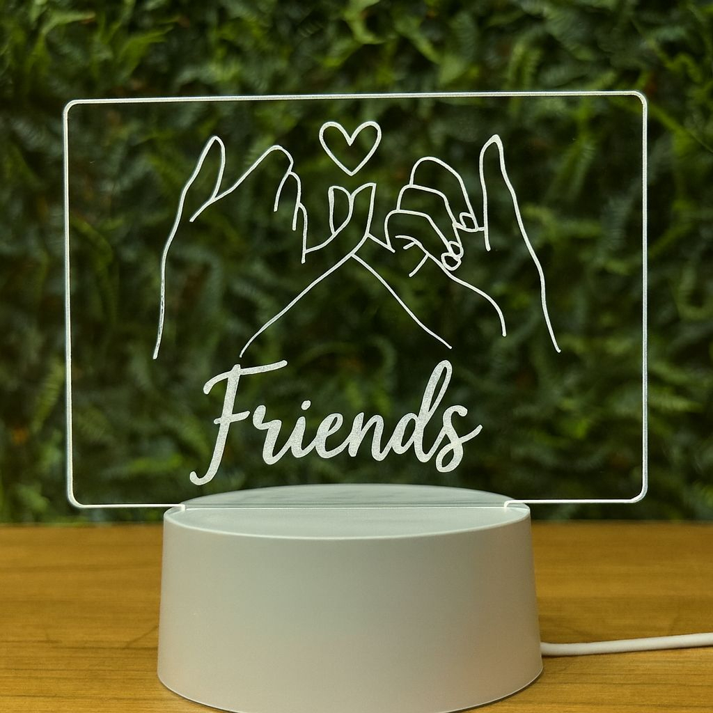 Luminária de Amizade com Desenho e Frase – Presente Criativo