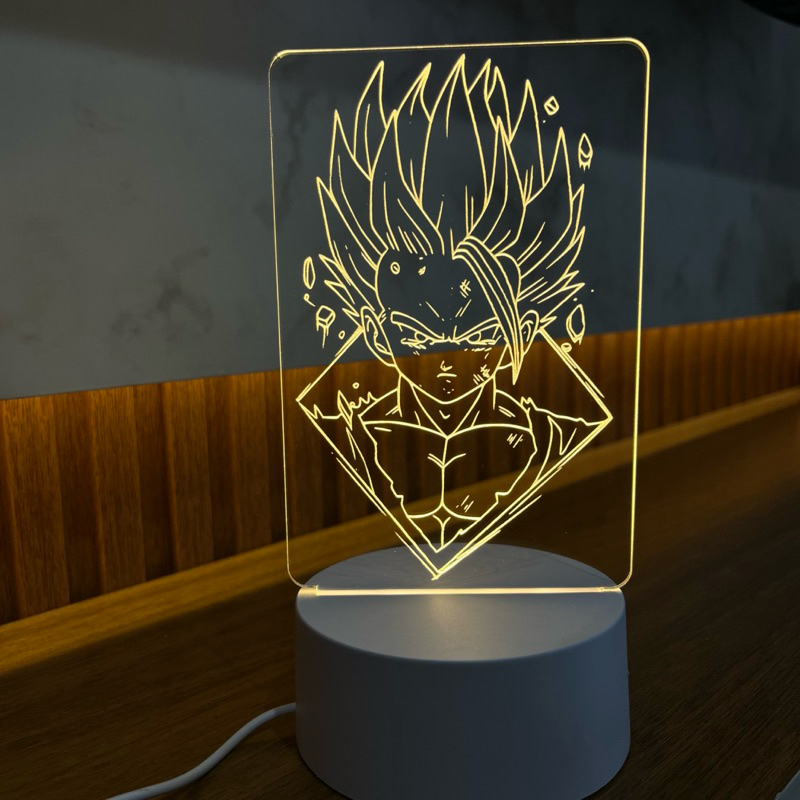 Luminária Dragon Ball Super Saiyajin • Acrílico Gravado a La