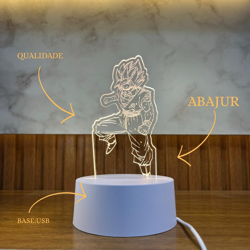 Luminária Dragon Ball Z Goku Super Saiyajin - Personalizada 