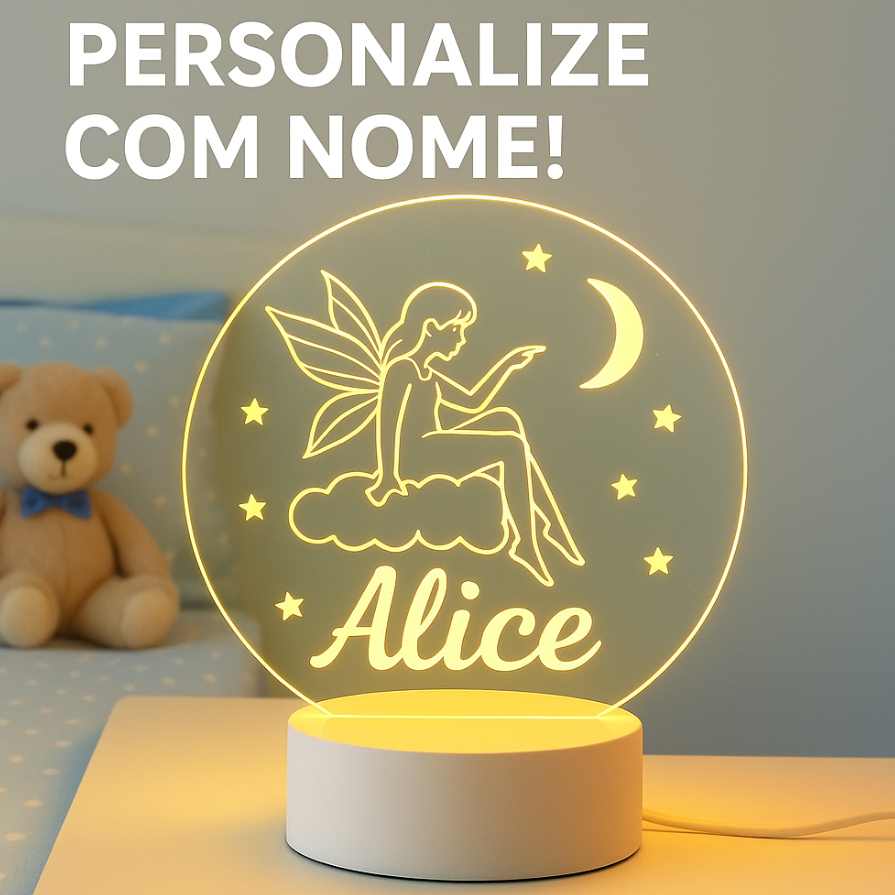 🦄 Luminária 3D Unicórnio com Nome Personalizado – Abajur In