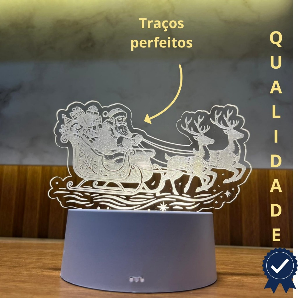 Luminária LED Natal Papai Noel no Trenó | Decoração de Natal