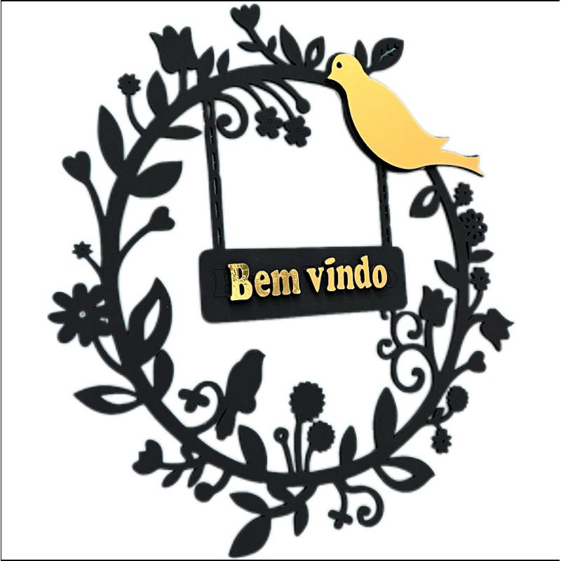 placa decorativa guirlanda Bem vindo 30x30